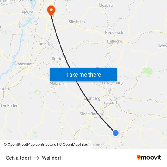 Schlaitdorf to Walldorf map