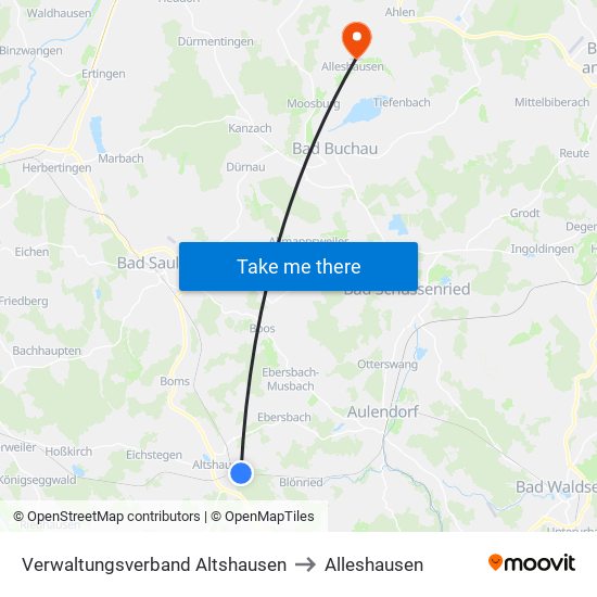 Verwaltungsverband Altshausen to Alleshausen map