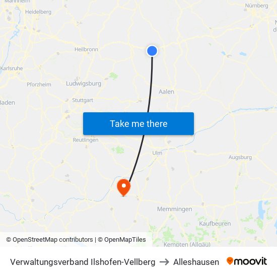 Verwaltungsverband Ilshofen-Vellberg to Alleshausen map