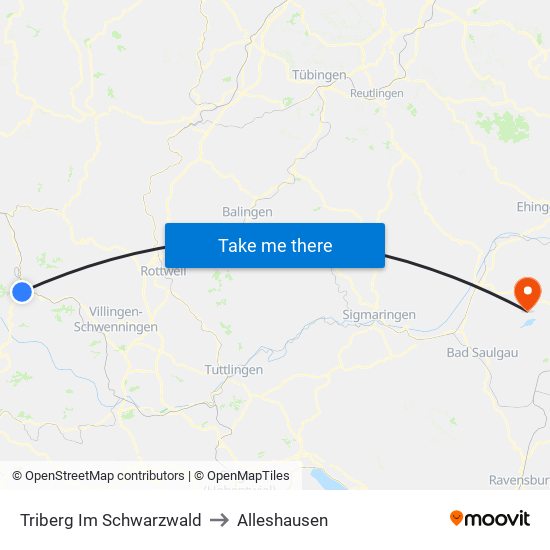 Triberg Im Schwarzwald to Alleshausen map