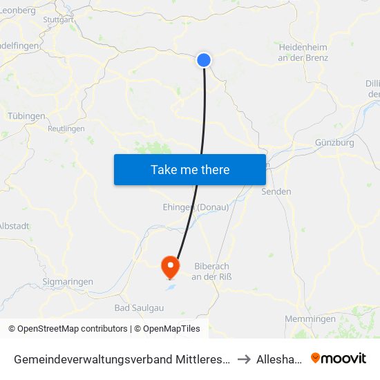 Gemeindeverwaltungsverband Mittleres Fils-Lautertal to Alleshausen map