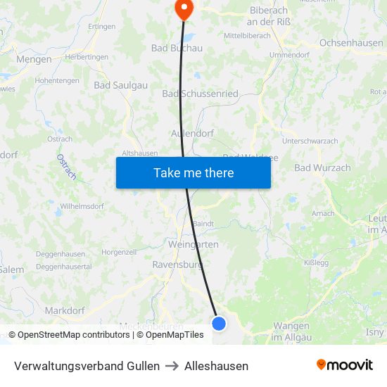 Verwaltungsverband Gullen to Alleshausen map