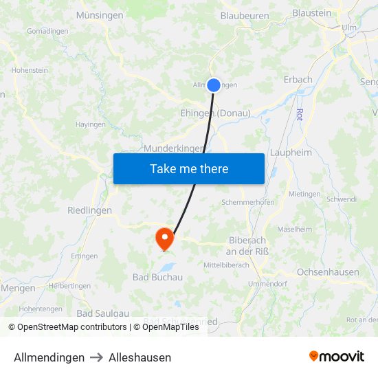 Allmendingen to Alleshausen map