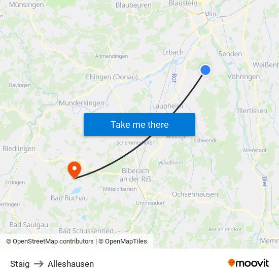 Staig to Alleshausen map