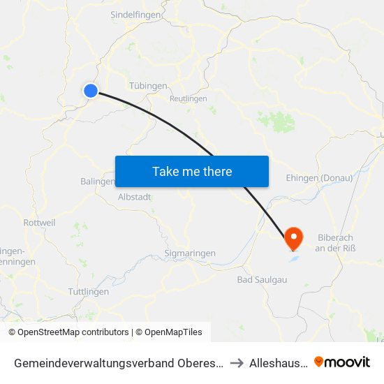 Gemeindeverwaltungsverband Oberes Gäu to Alleshausen map