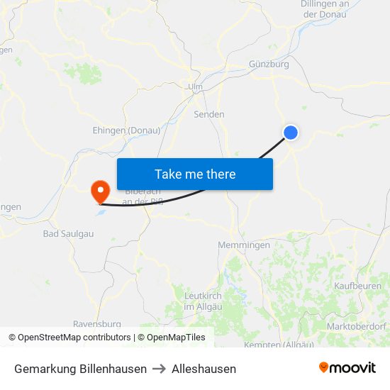 Gemarkung Billenhausen to Alleshausen map