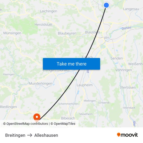 Breitingen to Alleshausen map