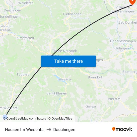 Hausen Im Wiesental to Dauchingen map