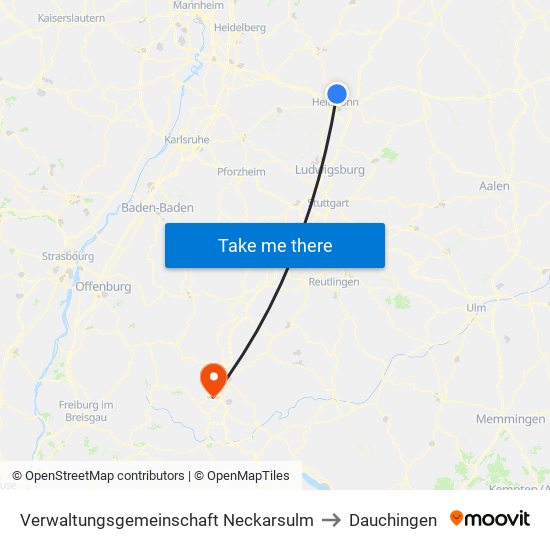 Verwaltungsgemeinschaft Neckarsulm to Dauchingen map