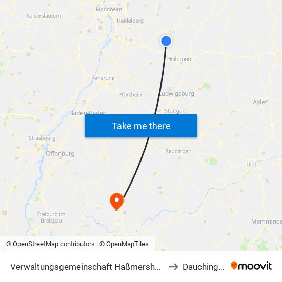 Verwaltungsgemeinschaft Haßmersheim to Dauchingen map