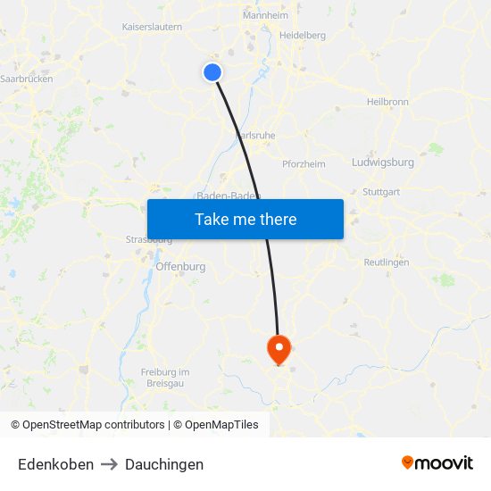 Edenkoben to Dauchingen map