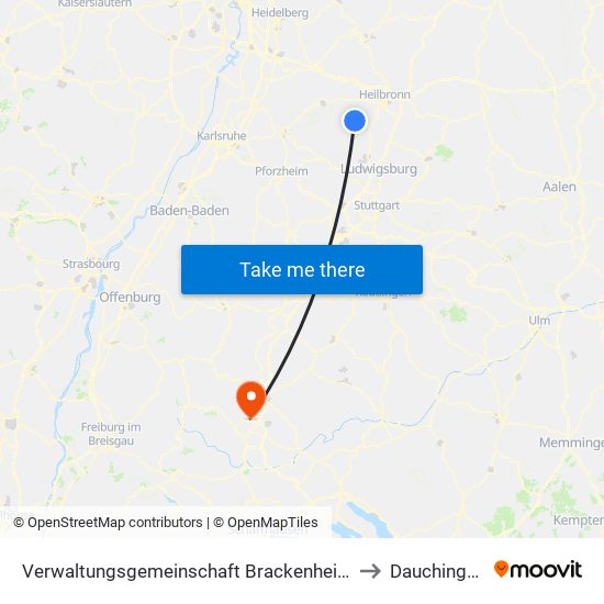 Verwaltungsgemeinschaft Brackenheim to Dauchingen map