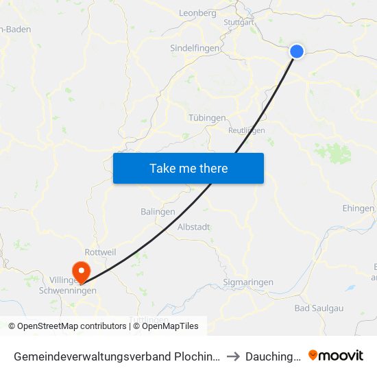 Gemeindeverwaltungsverband Plochingen to Dauchingen map