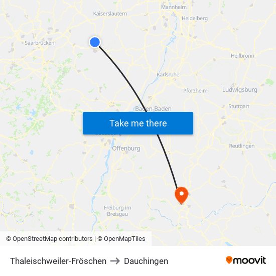 Thaleischweiler-Fröschen to Dauchingen map