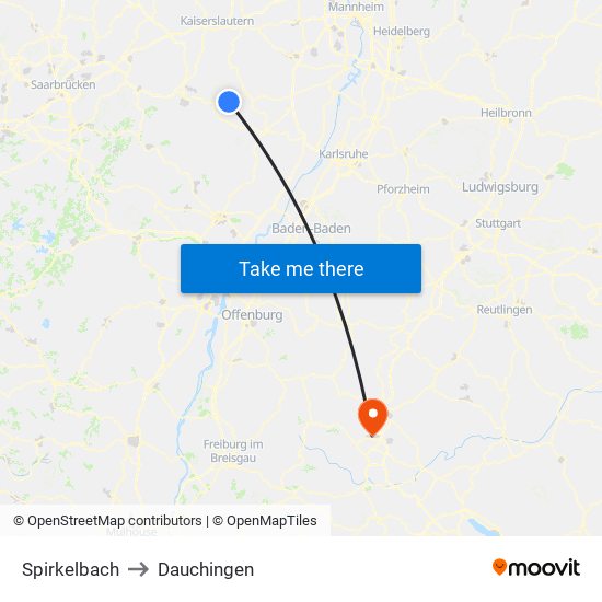 Spirkelbach to Dauchingen map