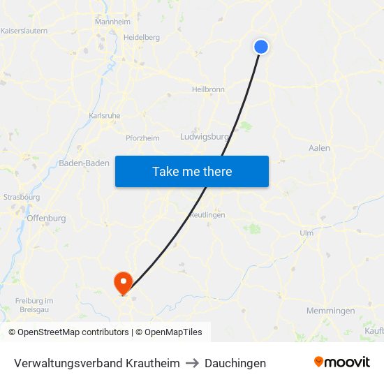 Verwaltungsverband Krautheim to Dauchingen map