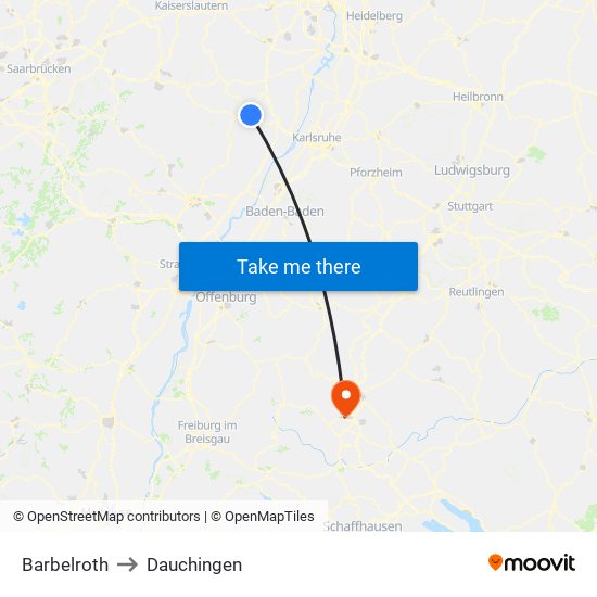 Barbelroth to Dauchingen map