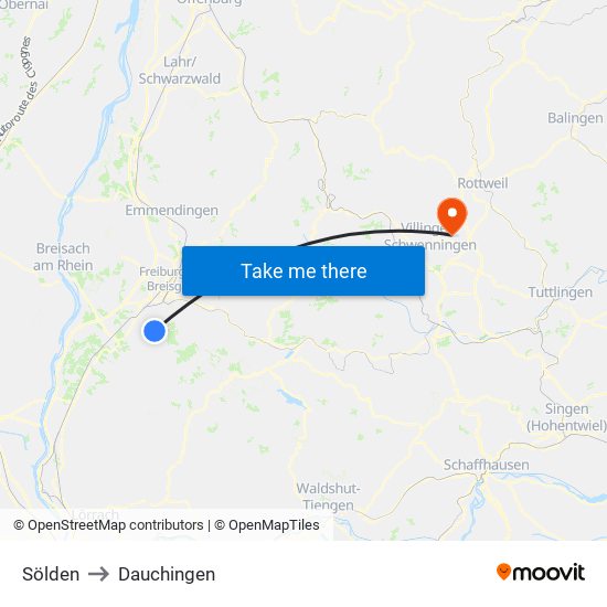 Sölden to Dauchingen map