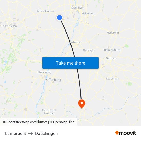 Lambrecht to Dauchingen map