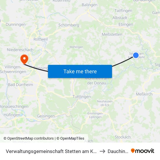 Verwaltungsgemeinschaft Stetten am Kalten Markt to Dauchingen map