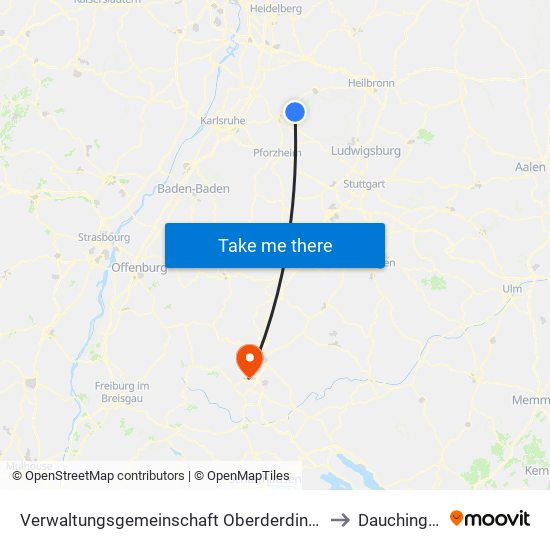 Verwaltungsgemeinschaft Oberderdingen to Dauchingen map