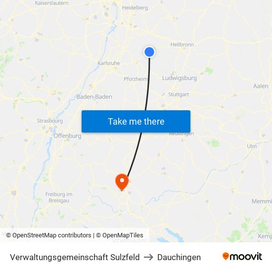 Verwaltungsgemeinschaft Sulzfeld to Dauchingen map