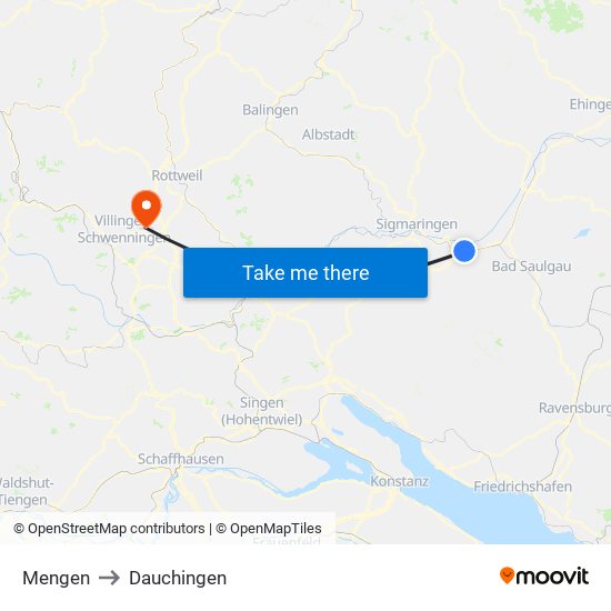 Mengen to Dauchingen map