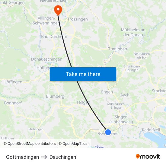 Gottmadingen to Dauchingen map