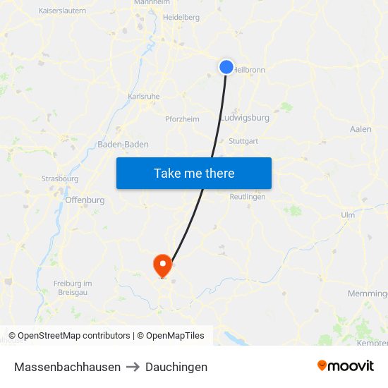 Massenbachhausen to Dauchingen map