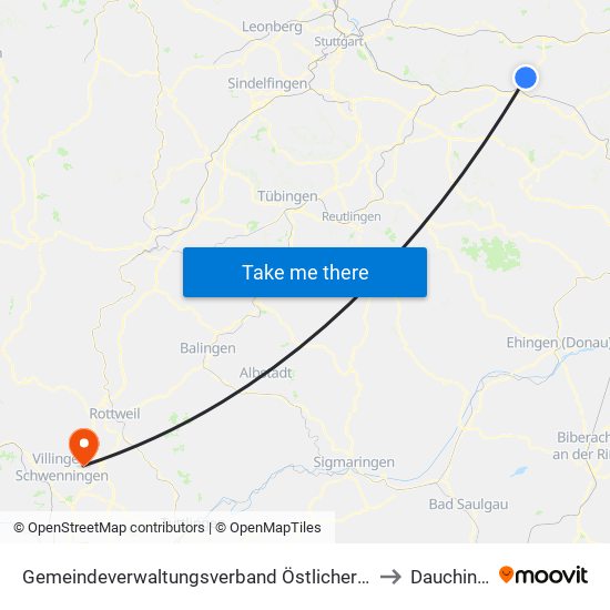 Gemeindeverwaltungsverband Östlicher Schurwald to Dauchingen map