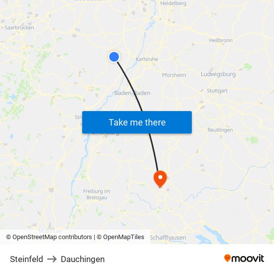 Steinfeld to Dauchingen map