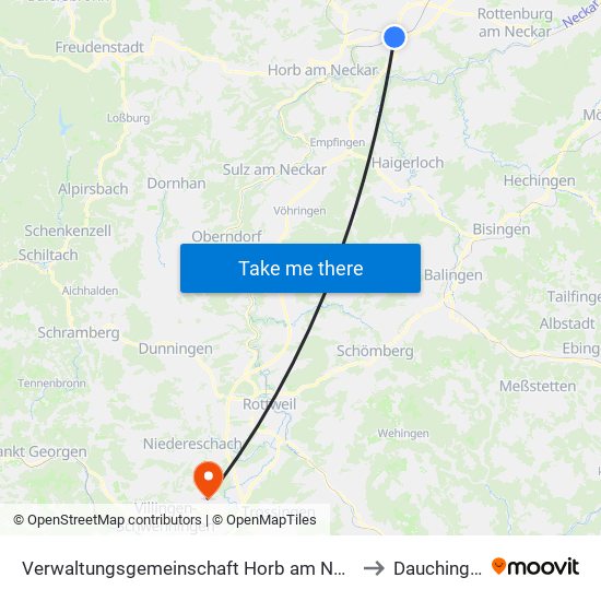 Verwaltungsgemeinschaft Horb am Neckar to Dauchingen map