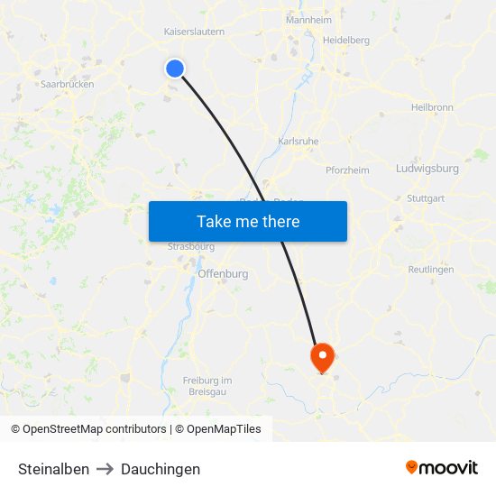 Steinalben to Dauchingen map