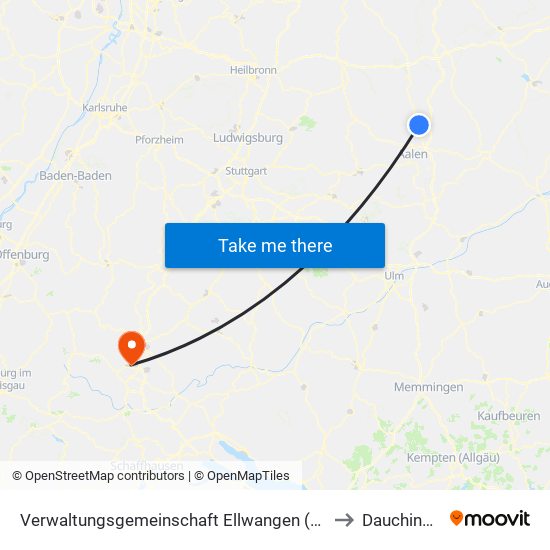 Verwaltungsgemeinschaft Ellwangen (Jagst) to Dauchingen map