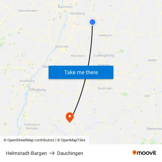 Helmstadt-Bargen to Dauchingen map
