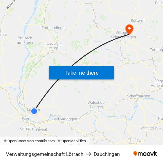 Verwaltungsgemeinschaft Lörrach to Dauchingen map