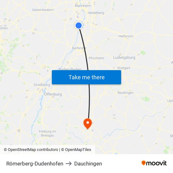 Römerberg-Dudenhofen to Dauchingen map