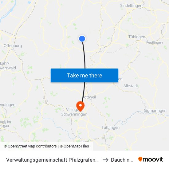 Verwaltungsgemeinschaft Pfalzgrafenweiler to Dauchingen map