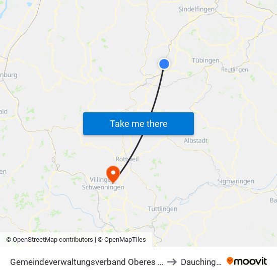 Gemeindeverwaltungsverband Oberes Gäu to Dauchingen map