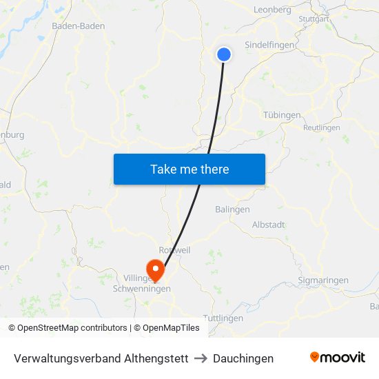 Verwaltungsverband Althengstett to Dauchingen map