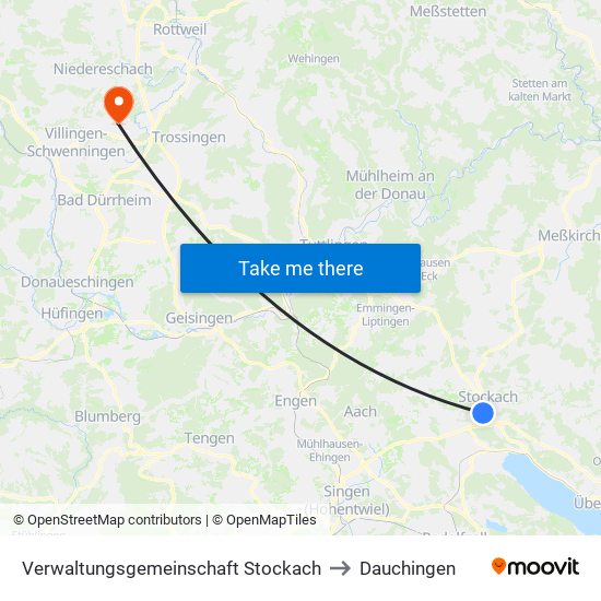 Verwaltungsgemeinschaft Stockach to Dauchingen map
