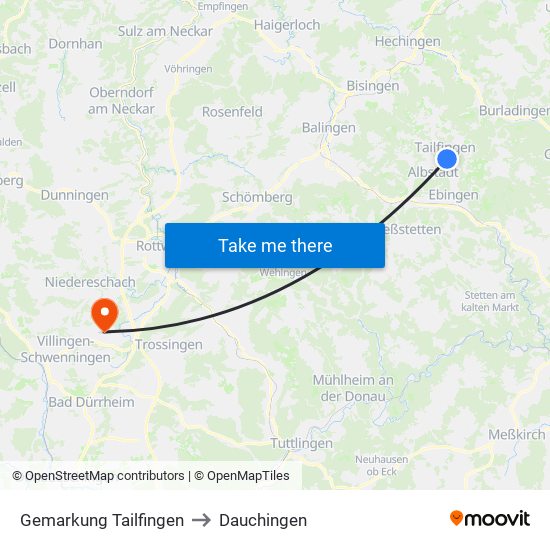 Gemarkung Tailfingen to Dauchingen map