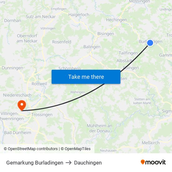 Gemarkung Burladingen to Dauchingen map