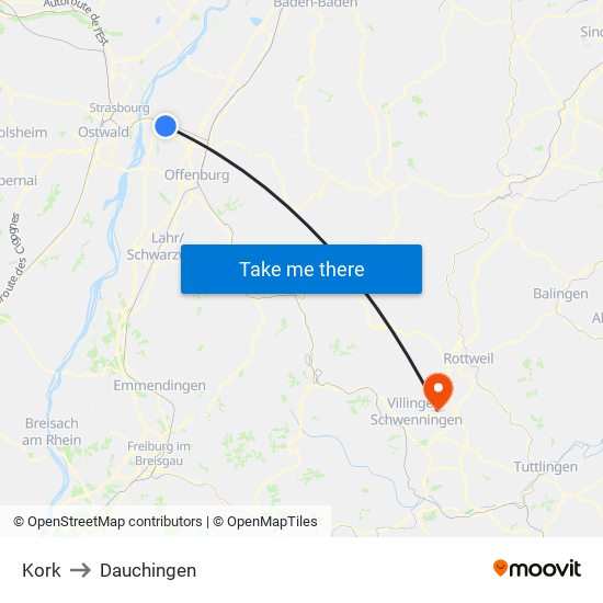 Kork to Dauchingen map