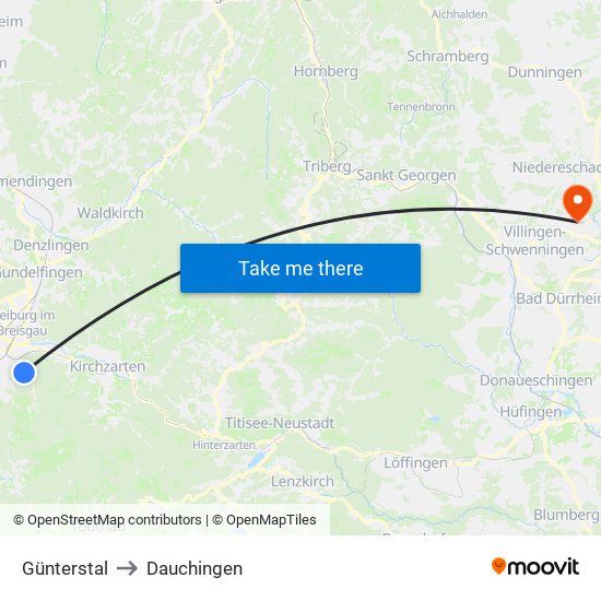 Günterstal to Dauchingen map