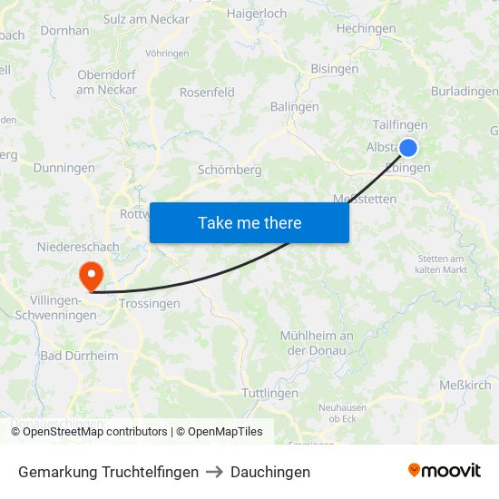 Gemarkung Truchtelfingen to Dauchingen map