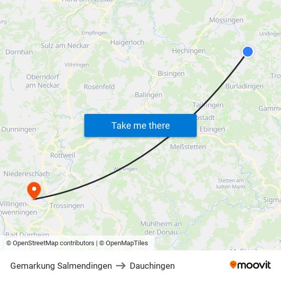 Gemarkung Salmendingen to Dauchingen map