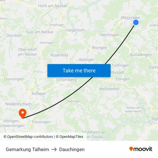 Gemarkung Talheim to Dauchingen map