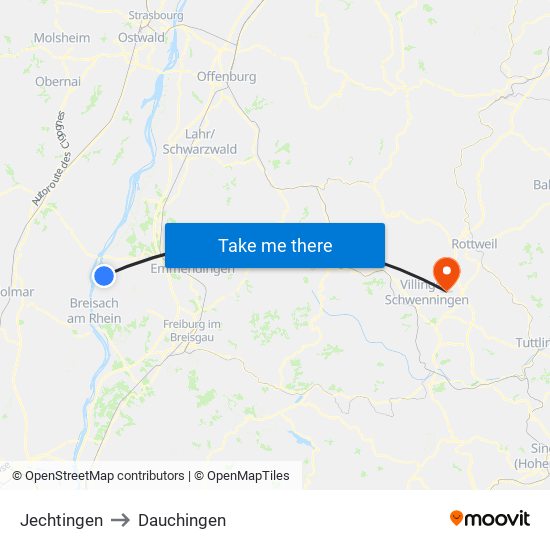 Jechtingen to Dauchingen map