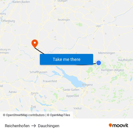 Reichenhofen to Dauchingen map